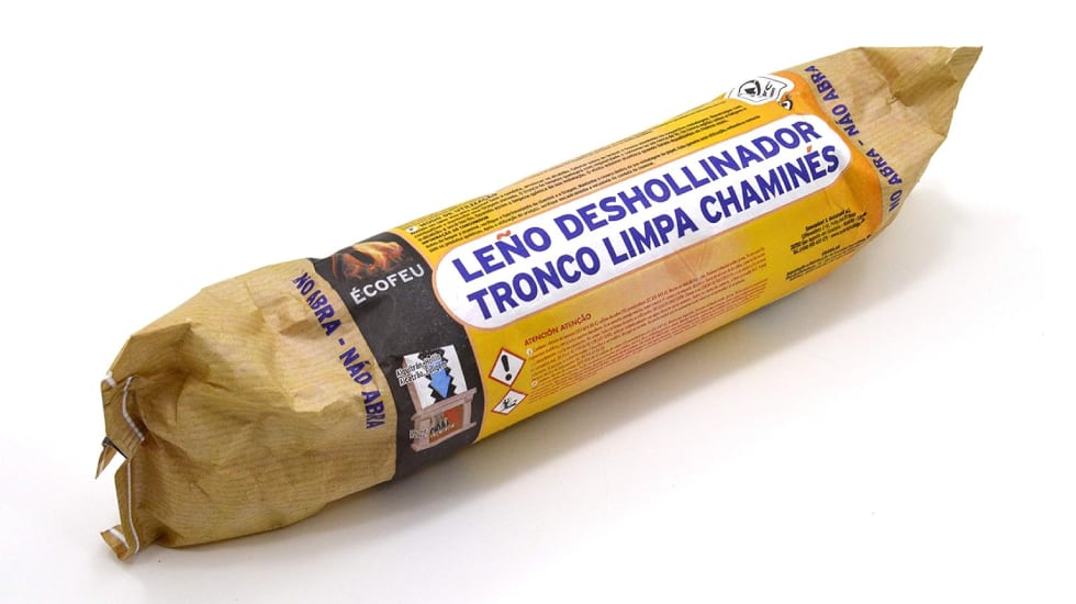 Troncho deshollinador para chimeneas que se consume solo en 60 minutos.