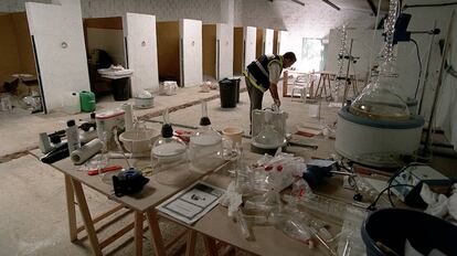 Un laboratorio de cocaína sintética en Madrid en una imagen de 2001.