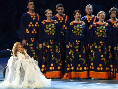 La cantante Yulia Samoylova en la apertura de los Juegos Paral&iacute;mpicos de Sochi en 2014. 