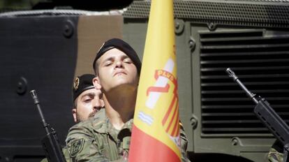 Soldados españoles en una operación de la OTAN en Adazi (Letonia), hace diez días.