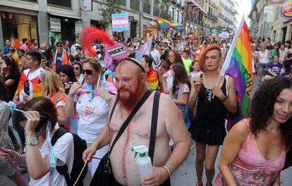Participantes en el Orgullo Crítico en Madrid, este viernes.