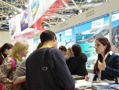 Expositor de Turismo de Tenerife en la feria MITT de Moscú.