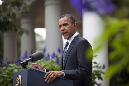 El presidente de EE UU, Barack Obama, durante su comparecencia en la Casa Blanca este jueves.