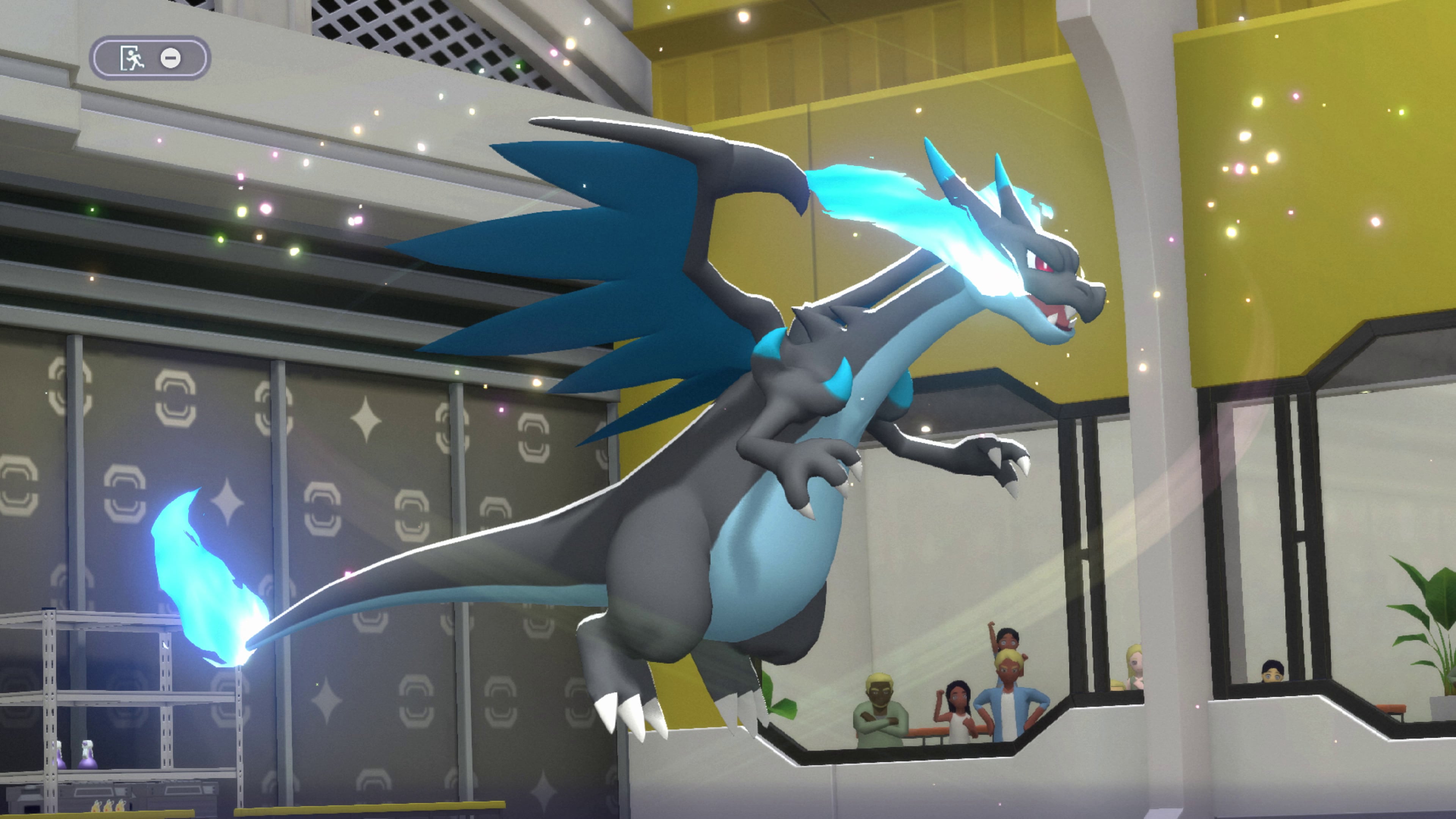Mega Charizard X durante una batalla en Pokémon Champions