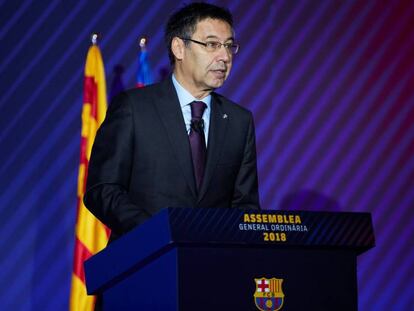 Josep Maria Bartomeu, en la Asamblea de Compromisarios del Barça.