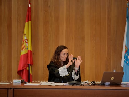 La juez titular del Juzgado de Primera Instancia 1 de A Coruña, durante la tercera jornada del juicio por la reclamación del Estado de la propiedad del pazo de Meirás.
