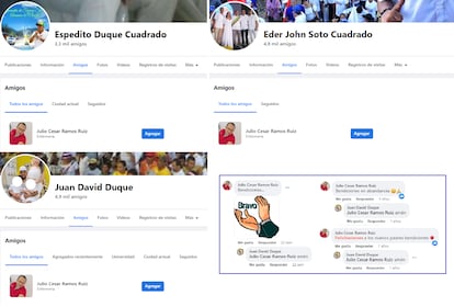 Capturas de pantalla de Facebook que muestran los vínculos entre Ramos y el clan Duque.