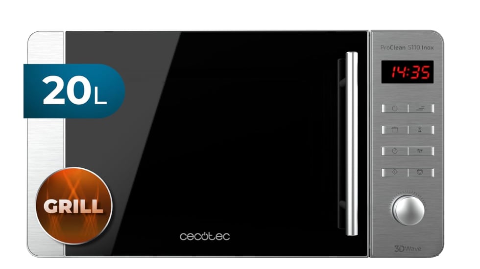Microondas con grill Cecotec con ocho programas automáticos.