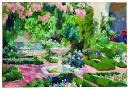 El lienzo &#039;Jard&iacute;n de la casa Sorolla&#039;, obra de 1919 del pintor.