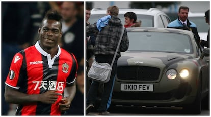 Mario Balotelli ha hecho una gran fortuna gracias al fútbol. Además es famoso por su gusto por los coches de lujo. Entre sus favoritos están un Audi R8 V10, Ferrari 458 Spider, un F12 Berlinetta, un Maserati GranTurismo, Lamborghini Gallardo, Range Rover Evoque y un Bentley Continental GT (el de la imagen) con una pintura de camuflaje.