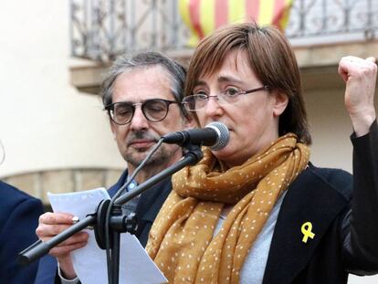 Anna Puigdemont, hermana de Carles Puigdemont, en un acto el 7 de abril de 2018.