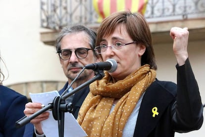 Anna Puigdemont, hermana de Carles Puigdemont, en un acto el 7 de abril de 2018.