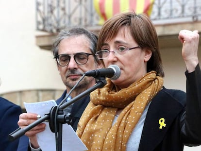 Anna Puigdemont, hermana de Carles Puigdemont, en un acto el 7 de abril de 2018.