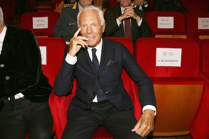 Giorgio Armani durante una proyección del festival de cine de Roma el 26 de octubre de 2018, en Roma.