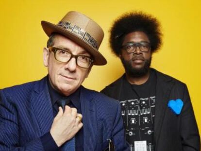 El cantautor Elvis Costello y Ahmir Khalib Thompson, alias Questlove, batería y líder del grupo The Roots.