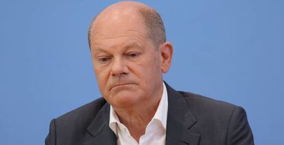 Olaf Scholz, primer ministro alemán, en una rueda de prensa el 11 de agosto.