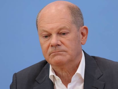 Olaf Scholz, primer ministro alemán, en una rueda de prensa el 11 de agosto.