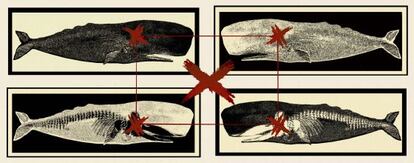 Ilustración de Carlos Uriondo sobre Moby Dick.