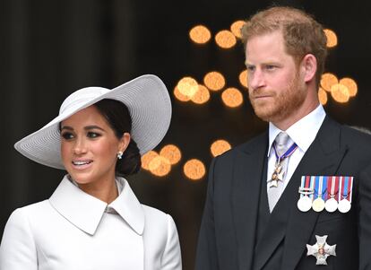 Los duques de Sussex, en Londres, durante el Jubileo de Platino de la reina Isabel II, celebrado en junio de 2022.