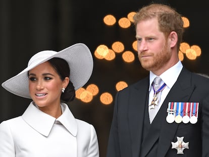 Los duques de Sussex, en Londres, durante el Jubileo de Platino de la reina Isabel II, celebrado en junio de 2022.