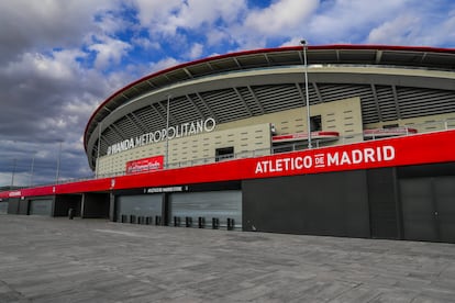 Vista exterior del Wanda Metropolitano durante los días de estado de alarma en España