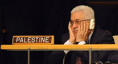 El presidente de la Autoridad Nacional Palestina, Mahmud Abbas, durante una sesión de la Asamblea General de la ONU.