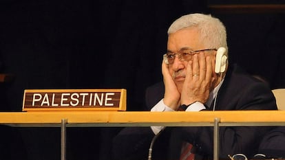 El presidente de la Autoridad Nacional Palestina, Mahmud Abbas, durante una sesión de la Asamblea General de la ONU.