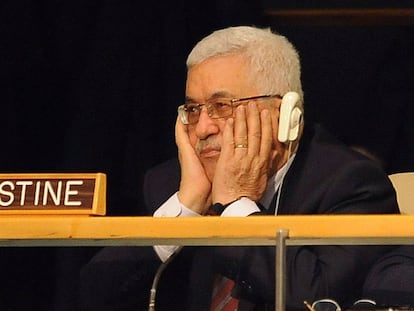 El presidente de la Autoridad Nacional Palestina, Mahmud Abbas, durante una sesión de la Asamblea General de la ONU.