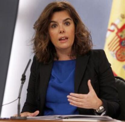 Soraya Sáenz de Santamaría, en la conferencia de prensa posterior al Consejo de Ministros.
