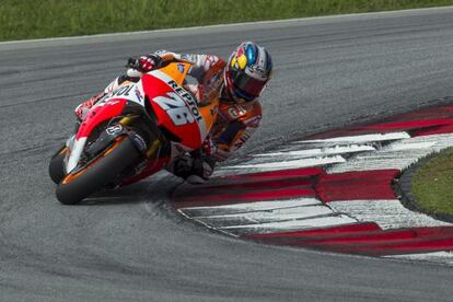 Pedrosa, durante los entrenamientos en Sepang 