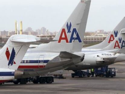 Aviones de American Airlines en el aeropuerto de LaGuardia de Nueva York.