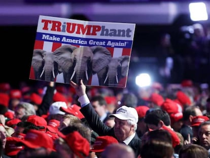 Celebraci&oacute;n del triunfo de Donald Trump en la sede de los republicanos en Nueva York