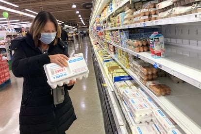 A customer at a supermarket in Glenview, Illinois.