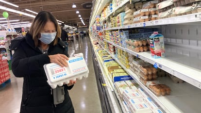 A customer at a supermarket in Glenview, Illinois.