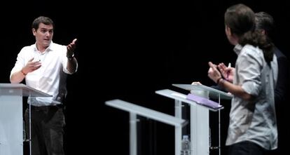 Albert Rivera y Pablo Iglesias durante el debate.