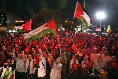 Celebraciones en Teherán por el ataque de Hamás a Israel, en la noche del 7 de octubre.