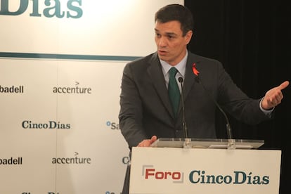 El secretario general del PSOE, Pedro Sánchez, en el Foro Cinco Días