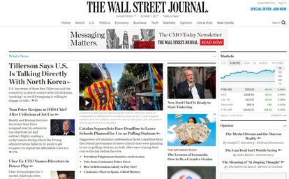 El estadounidense 'The Wall Street Journal' también destaca la tensión en Cataluña por acudir a los centros de votación en su página principal de la edición digital.