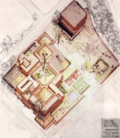 Plano-Axonometría del Exploratorio nacional Jorge Eliecer Gaitán.