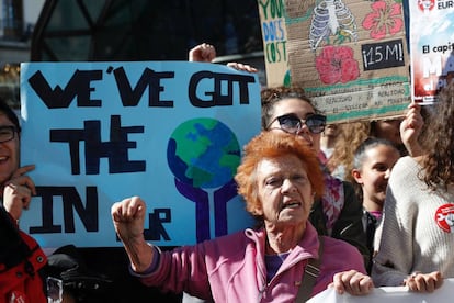 People of all ages have joined the protest in Madrid's Sol square.