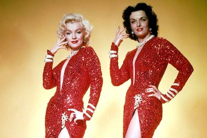 Marilyn Monroe y Jane Russelll en &#039;Los caballeros las prefieren rubias&#039;.