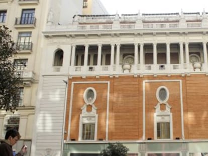 El Palacio de la M&uacute;sica, en febrero pasado, con la fachada ya terminada. 