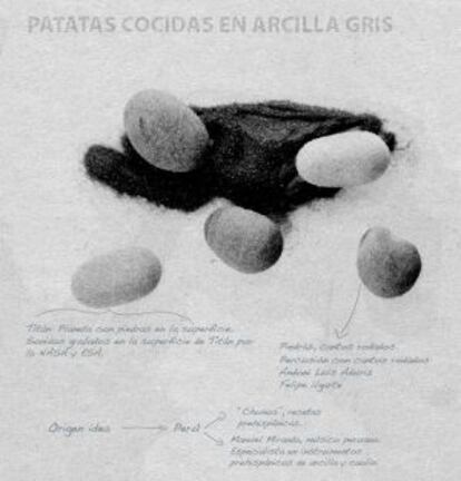 Patatas cocidas en arcilla gris.