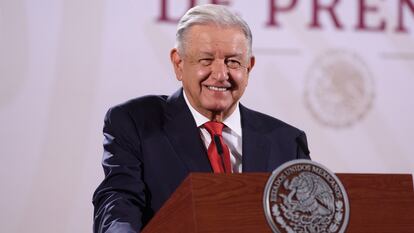 Andrés Manuel López Obrador durante la rueda de prensa matutina en Palacio Nacional, el 4 de julio.