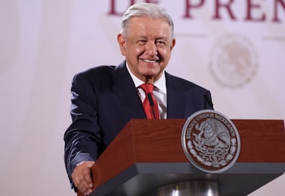 Andrés Manuel López Obrador durante la rueda de prensa matutina en Palacio Nacional, el 4 de julio.