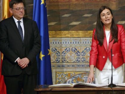 Carmen Mont&oacute;n durante la asunci&oacute;n del cargo de consejera en el Palau de la Generalitat.