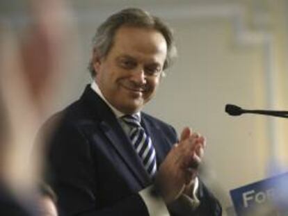 El candidato a la presidencia de CEIM y presidente de la Confederación de Comercio Especializado de Madrid (COCEM), Hilario Alfaro, pronuncia una conferencia en el Foro Nueva Economía para explicar sus propuestas para encabezar la organización empresarial madrileña.