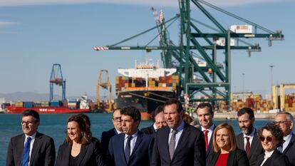 El ministro de Transportes, Óscar Puente, el día que anunció el visto bueno del Gobierno a la ampliación norte del Puerto de Valencia.