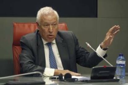 Fotografía tomada el pasado 19 de septiembre en la que se registró al ministro de Asuntos Exteriores de España, José Manuel García-Margallo, quien indicó que se han recuperado la productividad y la competitividad perdidas. EFE/Archivo