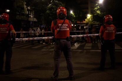 Operativo de seguridad ciudadana, el viernes, en Pamplona.